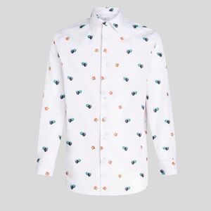 NWT $690 Etro Men’s Shirt Pink With Embroidered Fruits Jacquard Prints 38 Small